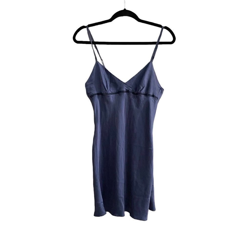 Silk Sleeveless Blouse Tank Top Camisole Navy Blue S